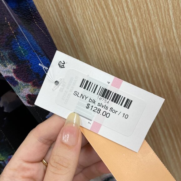 SLNY Black Print Dress Size 10 NWT - Picture 4 of 6